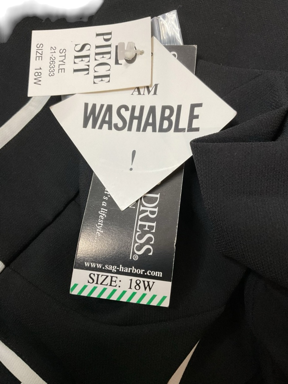Sag Harbor 2 Piece Dress Suit 18W NWT Black White Trim Office Career Set - Picture 12 of 13